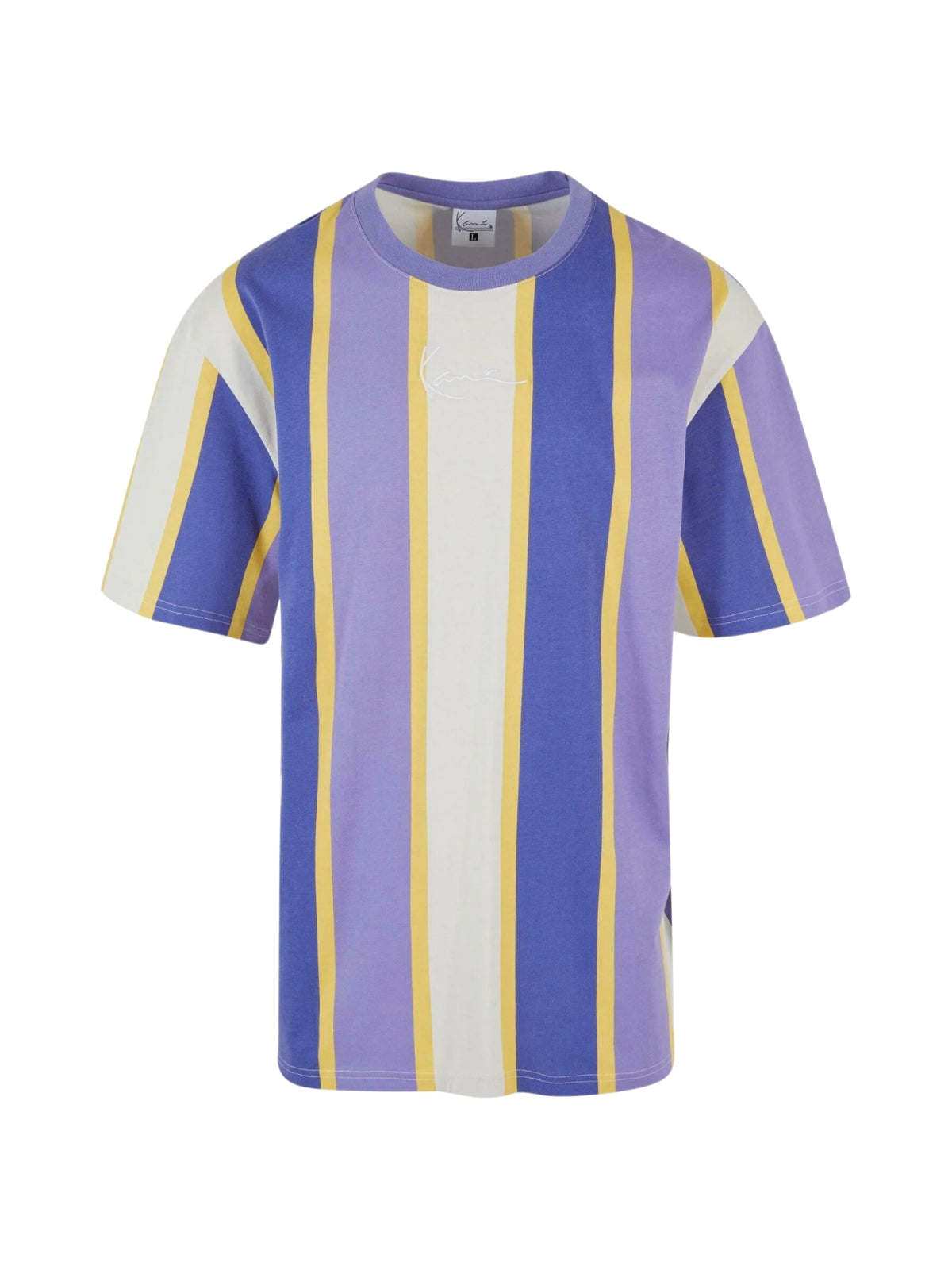 Karl; Kani T-Shirt Small Sign Stripe Lilac-Ivory-Off-White