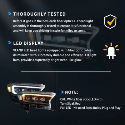 Ford Ranger VLAND Headlights Tri-Projector style 2016+