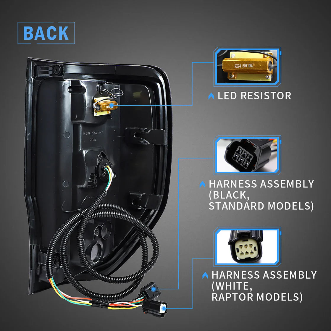 VLAND Full LED Tail Lights For Ford Ranger (T6) 2012-2018 1st Gen w/Sequential Indicators