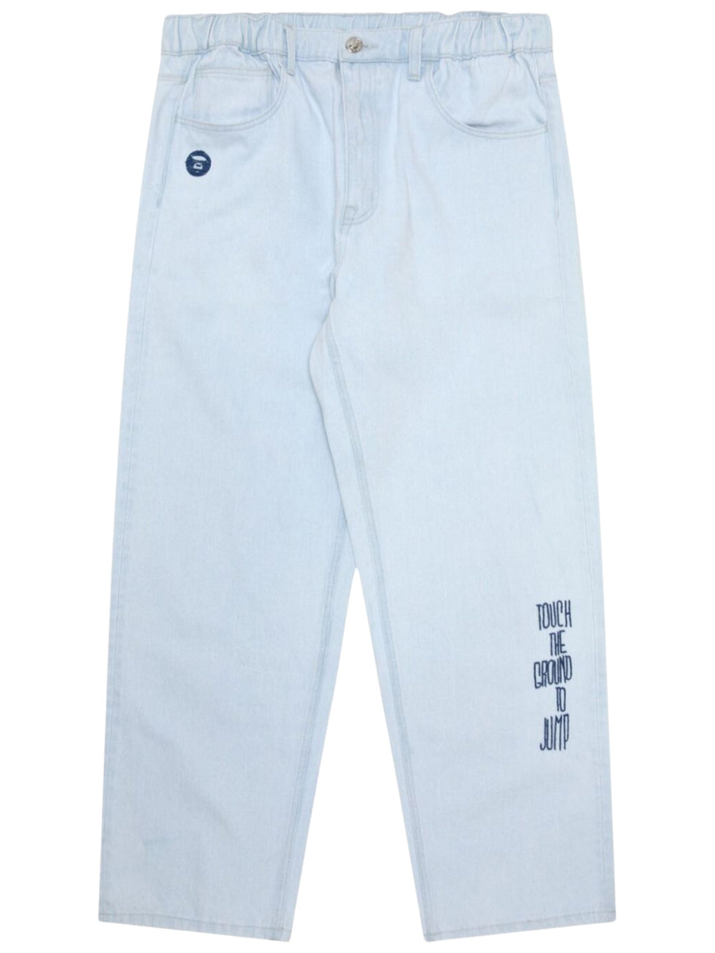 Aape Jeans Slogan Touch The Ground To Jump Blue-White