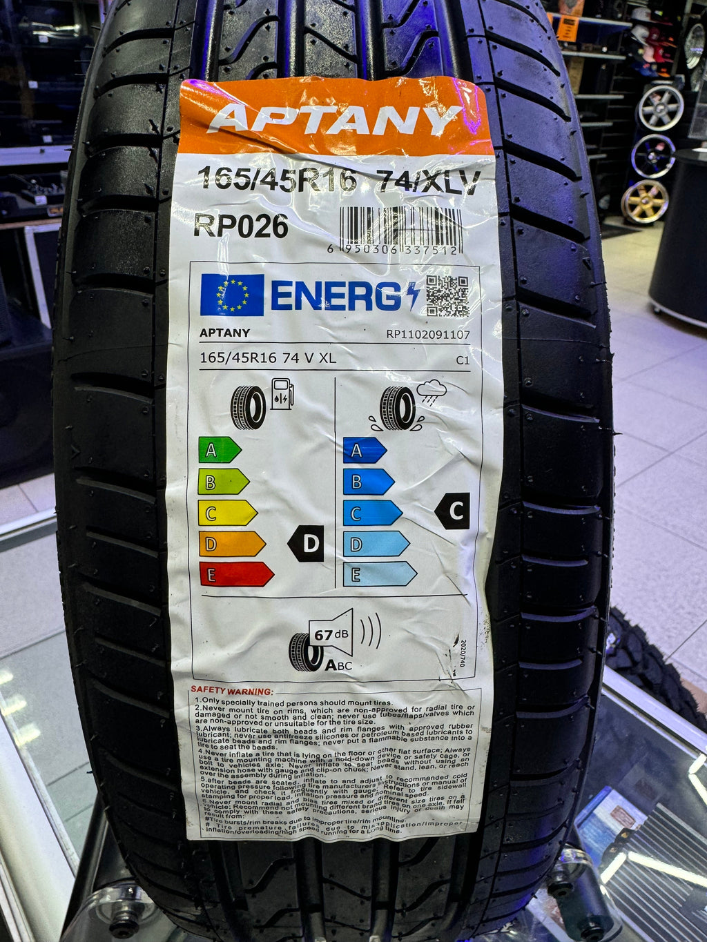 165/45/16 APTANY TYRES