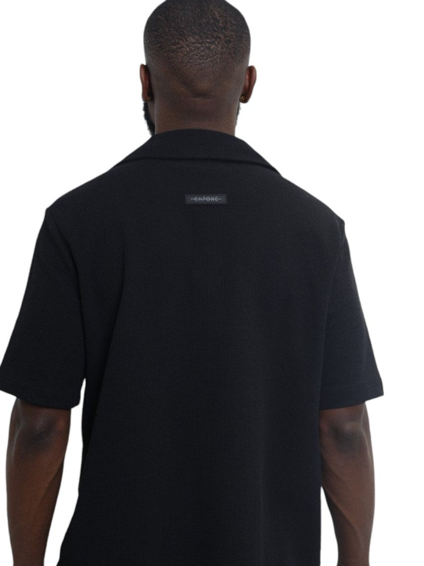 Capone Shirt Textured Basic Black