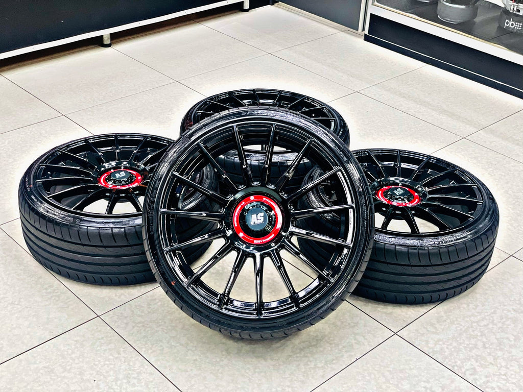19” AS-SUPERTURISMO  5/112 & 5x100 multi PCD  GLOSS BLACK WITH 215/35/19 TYRES