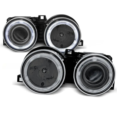 BM E30 3-Series Crystal Smoked Black Angel Eye Projector Headlights