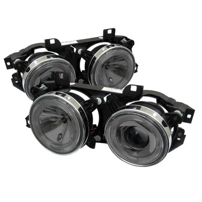 BM E30 3-Series Crystal Smoked Black Angel Eye Projector Headlights