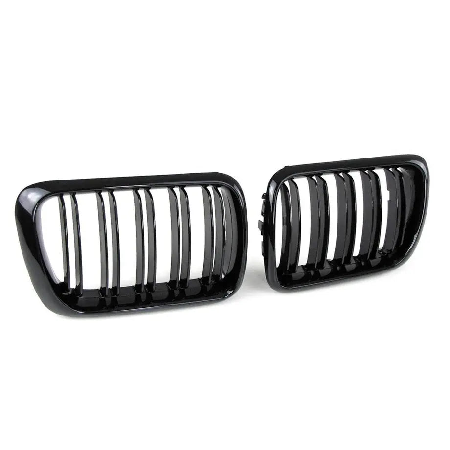 BM E36 3-Series Piano Black Double Slat Kidney Grilles (Facelift 96-99)