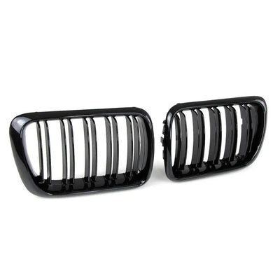 BM E36 3-Series Piano Black Double Slat Kidney Grilles (Facelift 96-99)