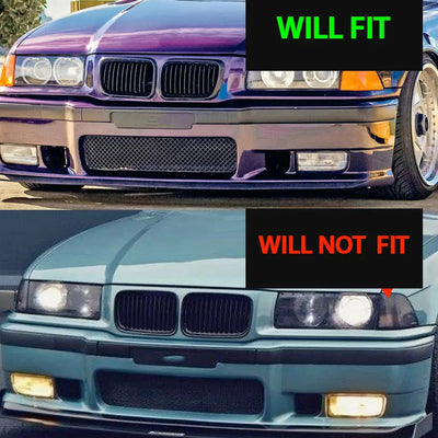 BM E36 3-Series Piano Black Double Slat Kidney Grilles (Facelift 96-99)