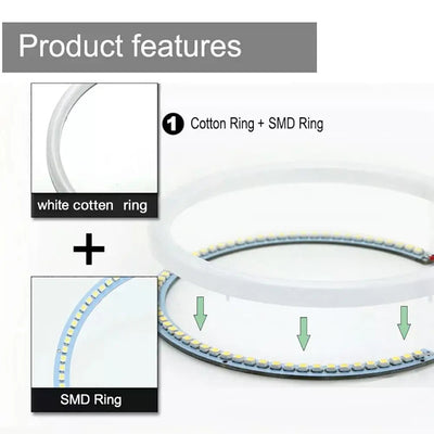 BM E36 Projector Headlight Single Function Cotton Angel Eye Rings