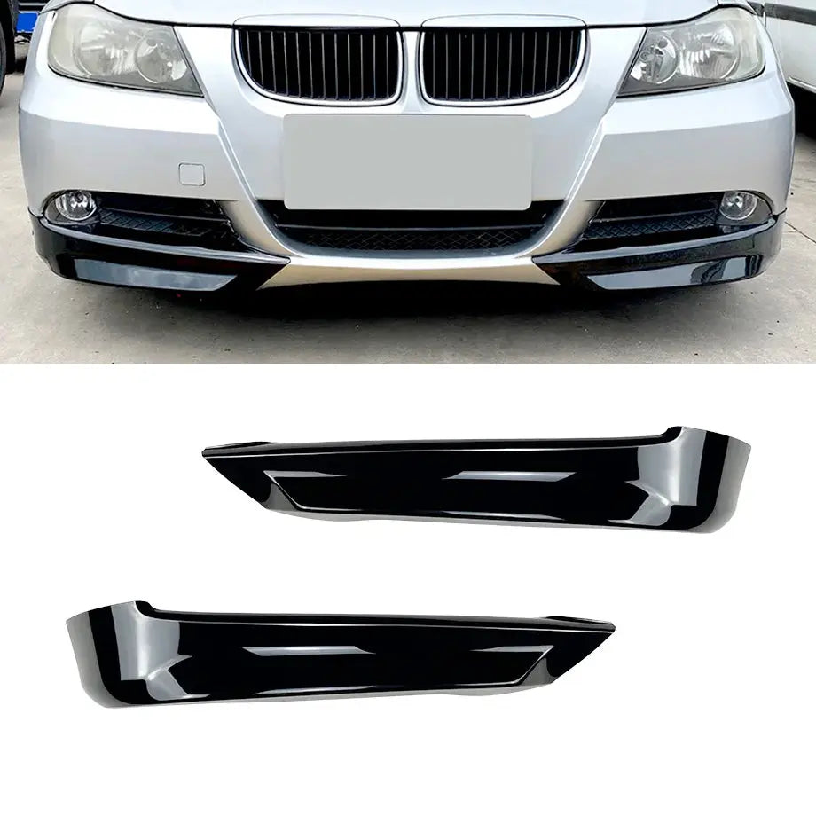BM E90 3-Series Pre-LCI Gloss Black Front Bumper Splitters (05-08)