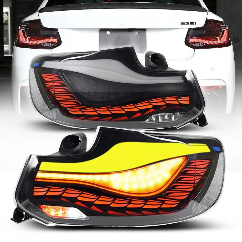 BM F22 / F23 2-Series CS Style OLED Sequential Smoked Black Taillights