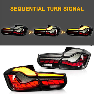 BM F30 3-Series CS Style OLED Sequential Smoked Black Taillights (12-18)