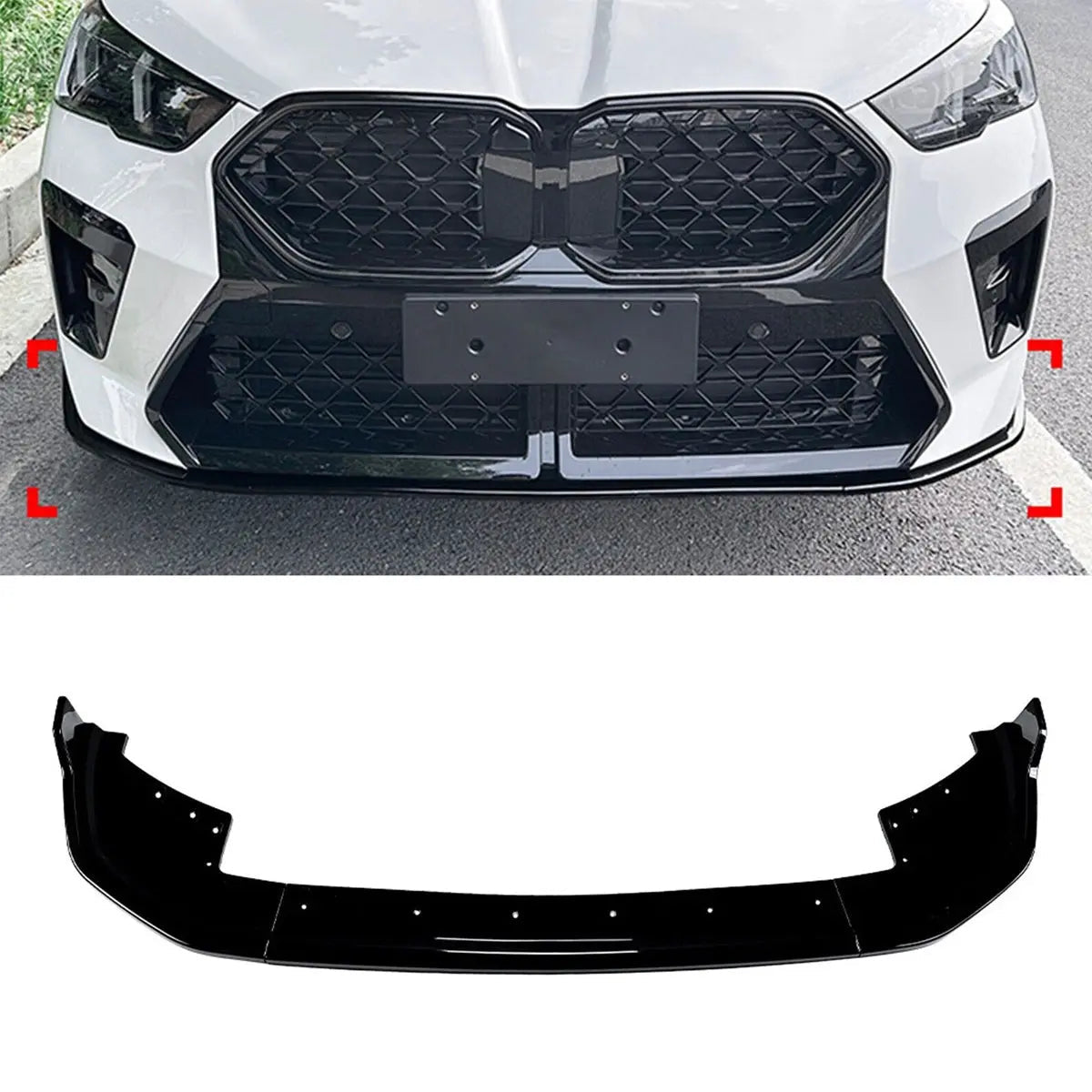 BM X2 U10 M-Sport (23-On) Gloss Black 3-Piece Plastic Front Spoiler