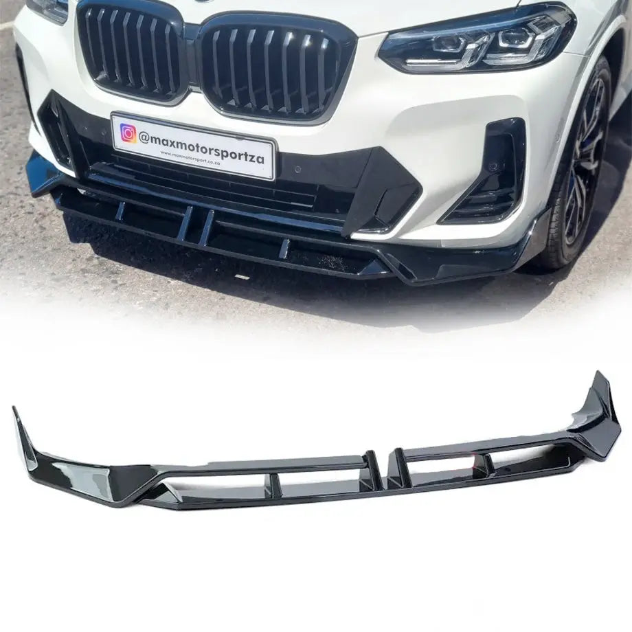 BM X3 G01 LCI Facelift 3-Piece Warrior Style Gloss Black Front Spoiler