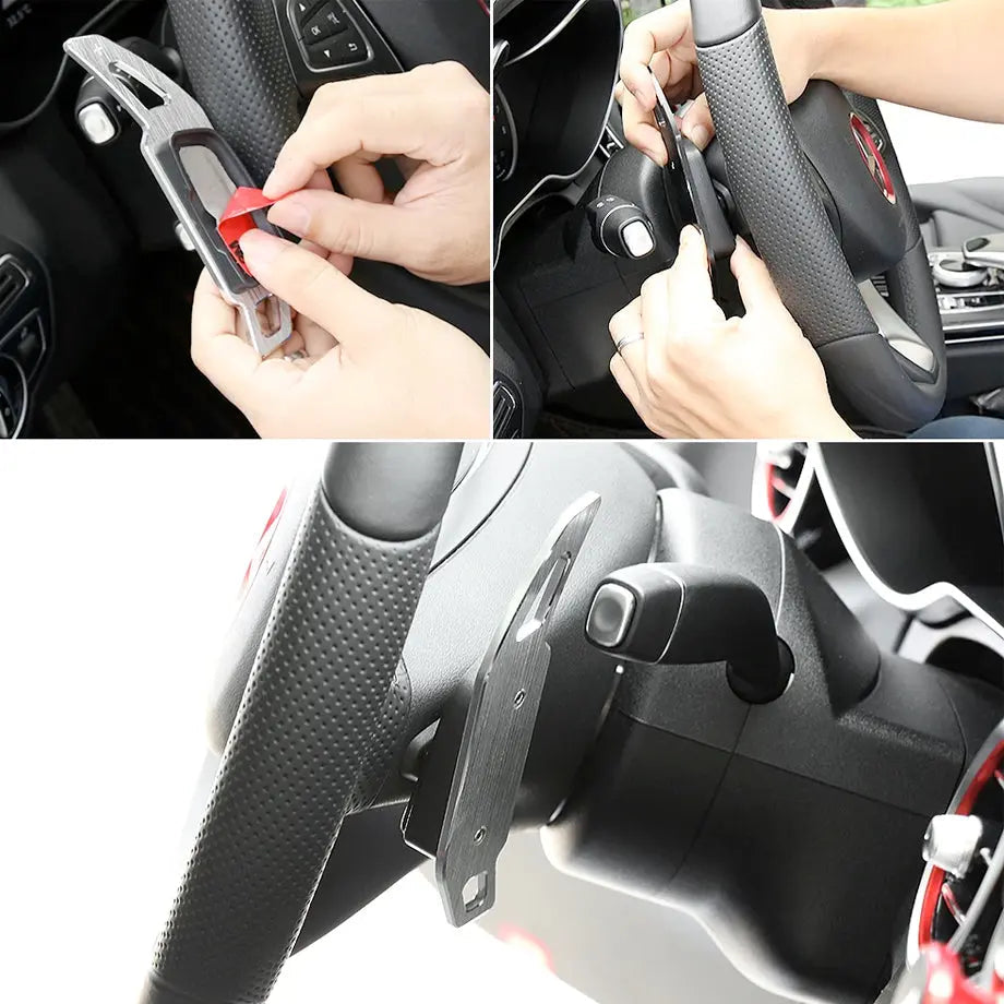 Benz Brushed Aluminium Paddle Shift Extensions (Red)