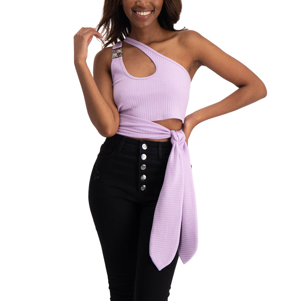 CLAIRE LILAC A-SYMERTRICAL STRAPPY TOP