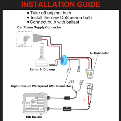 D5S Xenon Headlight Bulb With Wiring (6000K) - Each