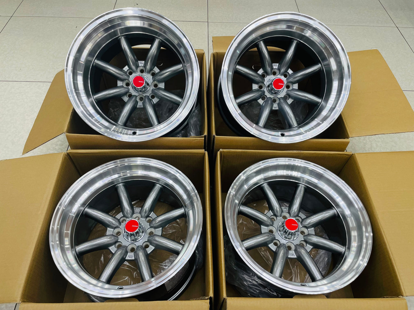 15” AS-WATA 9/10.5J 4/100 4/114 GUNMETAL RIMS