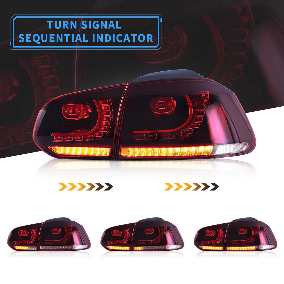 VW Golf 6 MK6 2008-2013 VLAND TAIL-LIGHTS With Sequential indicators