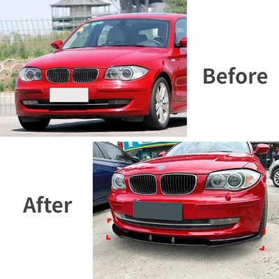 BM E82 / E87 / E88 1-Series 3-Piece Gloss Black Plastic Front Spoiler