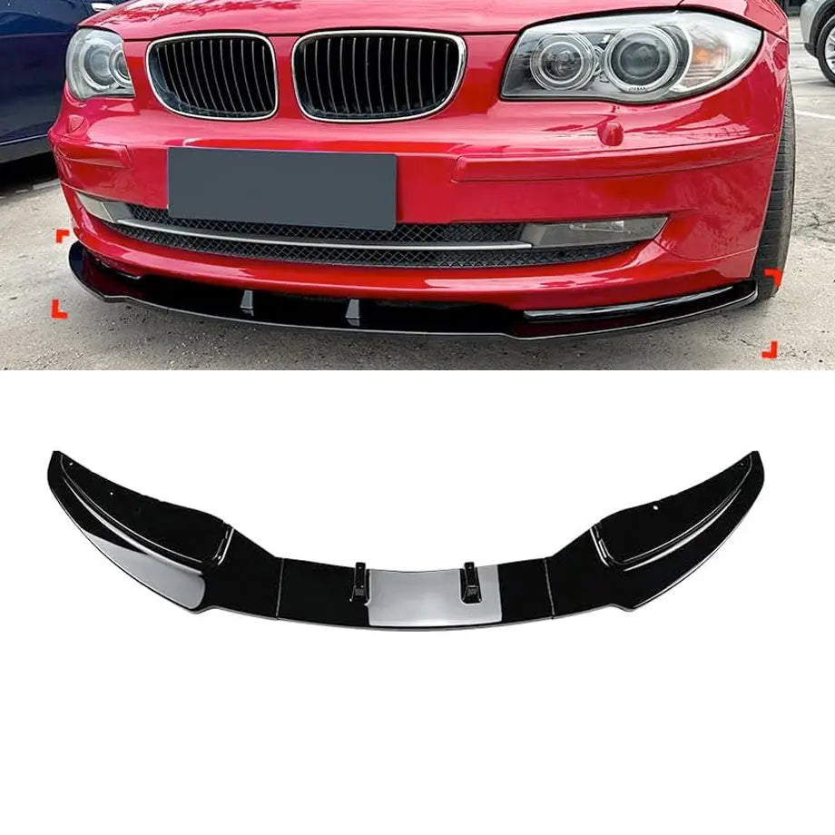 BM E82 / E87 / E88 1-Series 3-Piece Gloss Black Plastic Front Spoiler