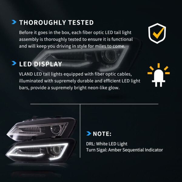 VLAND VW POLO 6 TUBE LED HEADLIGHT