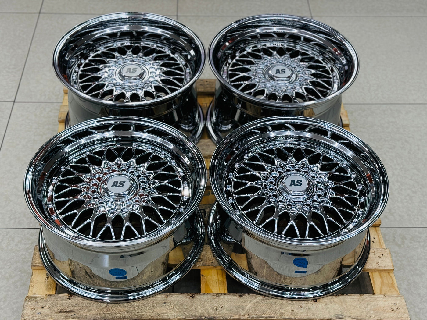 17” AS® CHROME WITH CHROME STUDS  4x100 & 5x100 10j rear
