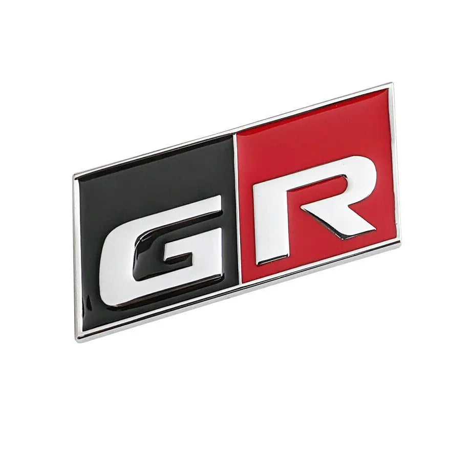 GR Gazoo Racing Rectangle Badge - Silver & Red