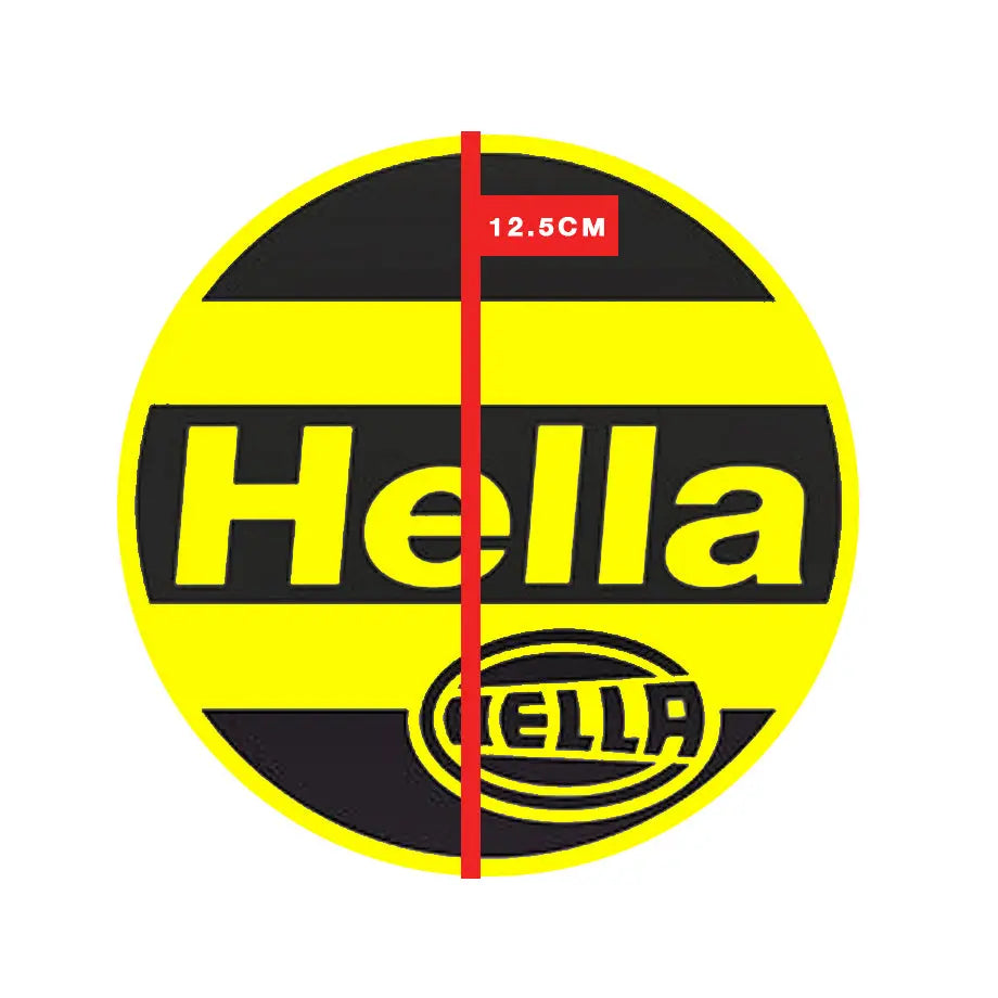 Hella Round Headlight Vinyl Stickers Yellow (12.5cm) - Pair