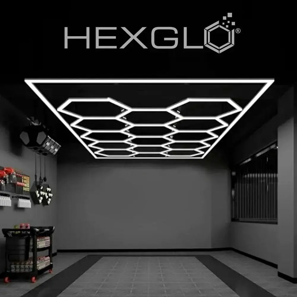 Hexglo Type B - 14 Piece Hexagon Modular LED Lighting Kit With Border