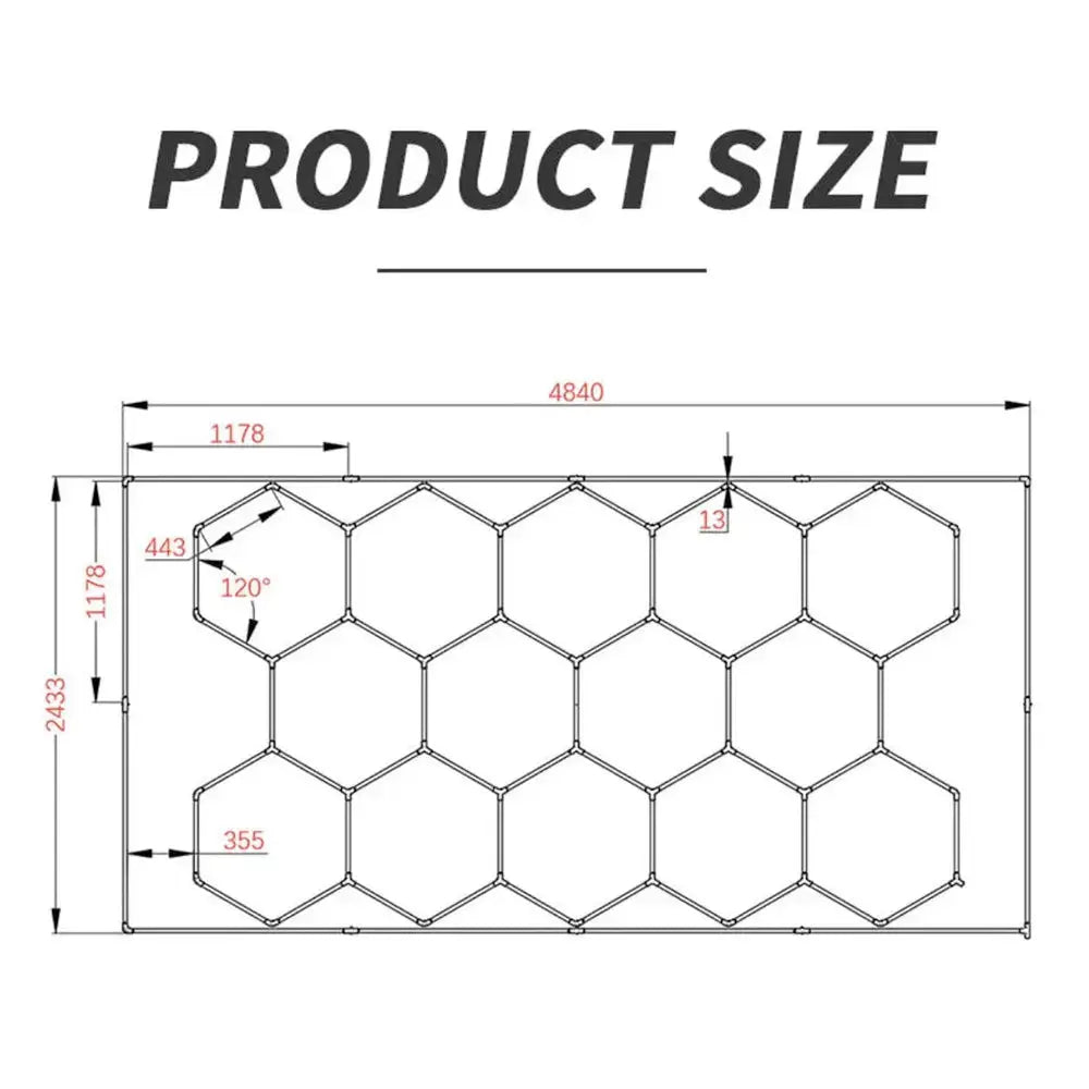 Hexglo Type B - 14 Piece Hexagon Modular LED Lighting Kit With Border