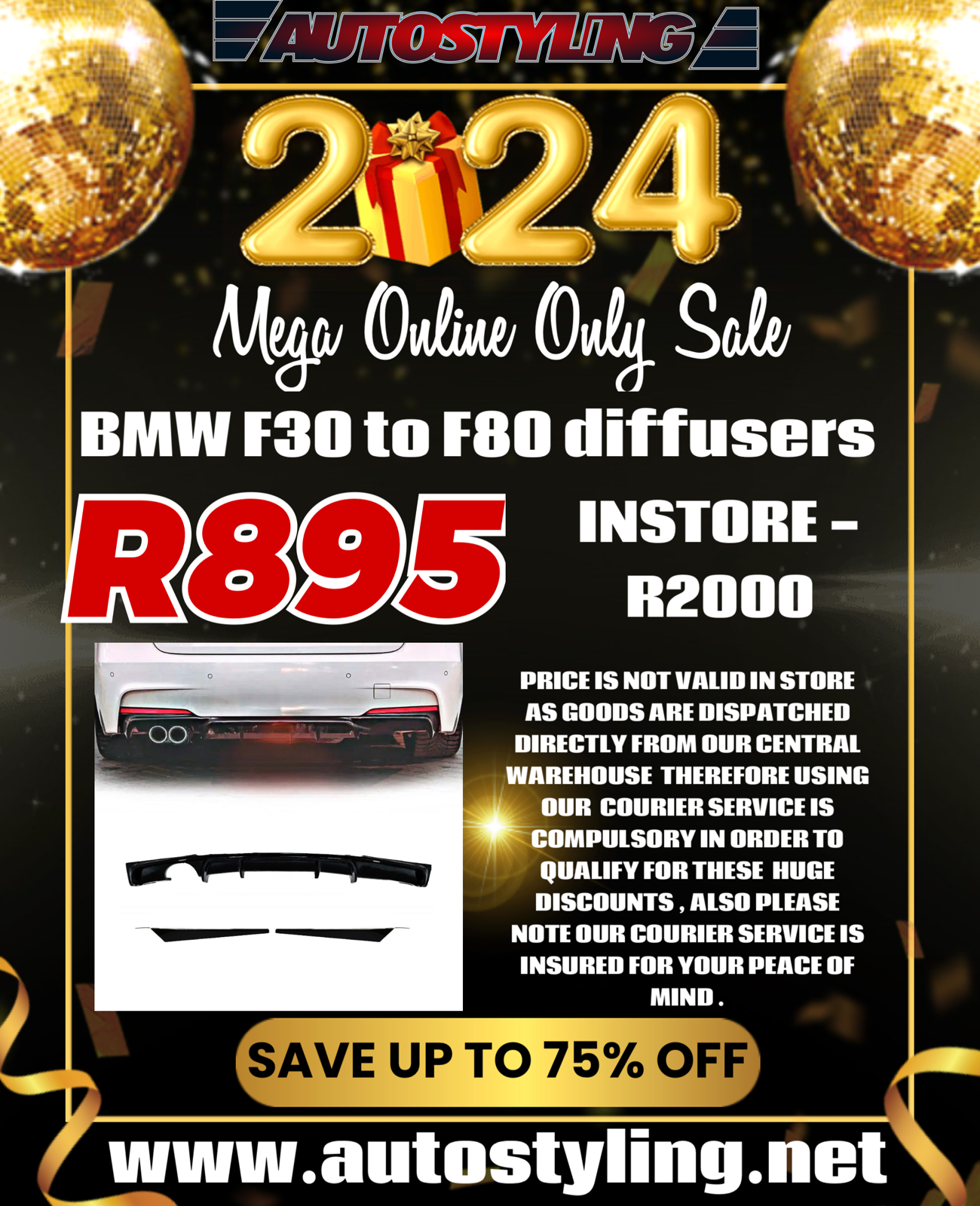 BMW F30 to F80 style rear diffuser