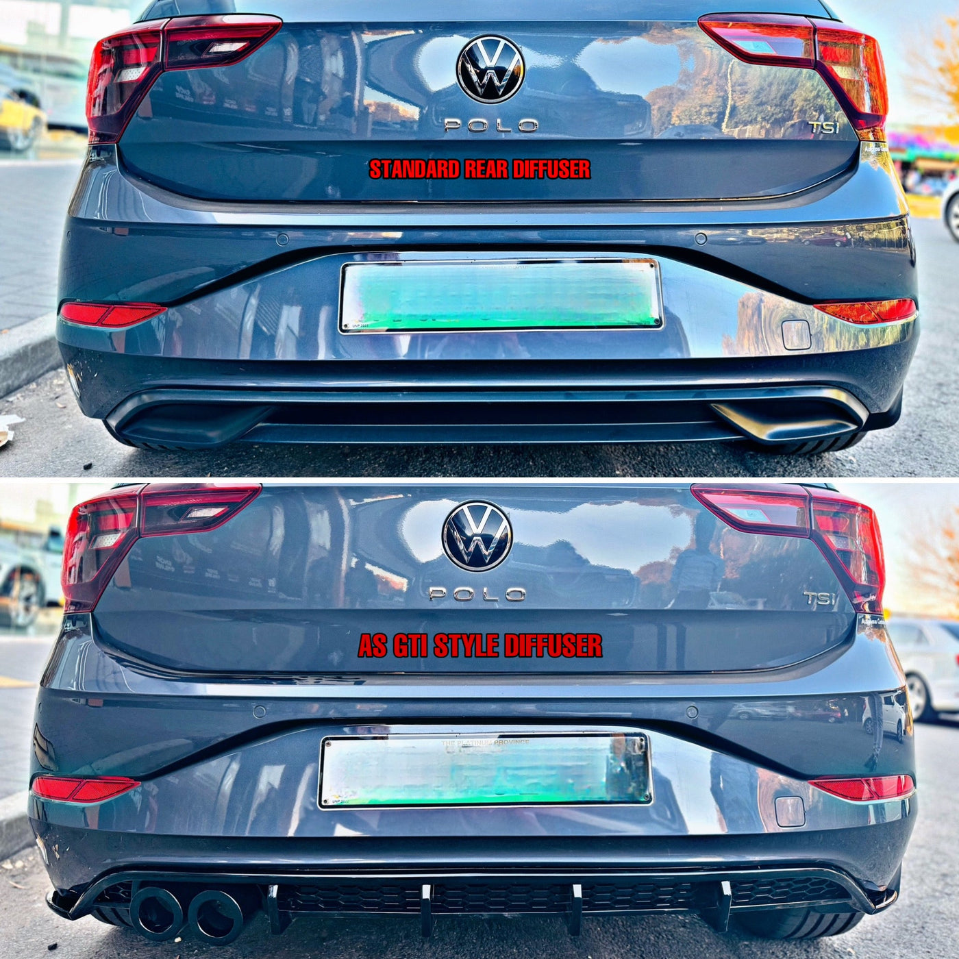 VW POLO 8 / AW TSI TO GTI STYLE AK REAR DIFFUSER GLOSS BLACK