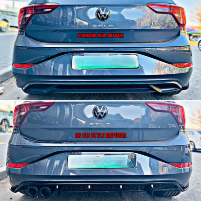 VW POLO 8 / AW TSI TO GTI STYLE AK REAR DIFFUSER GLOSS BLACK
