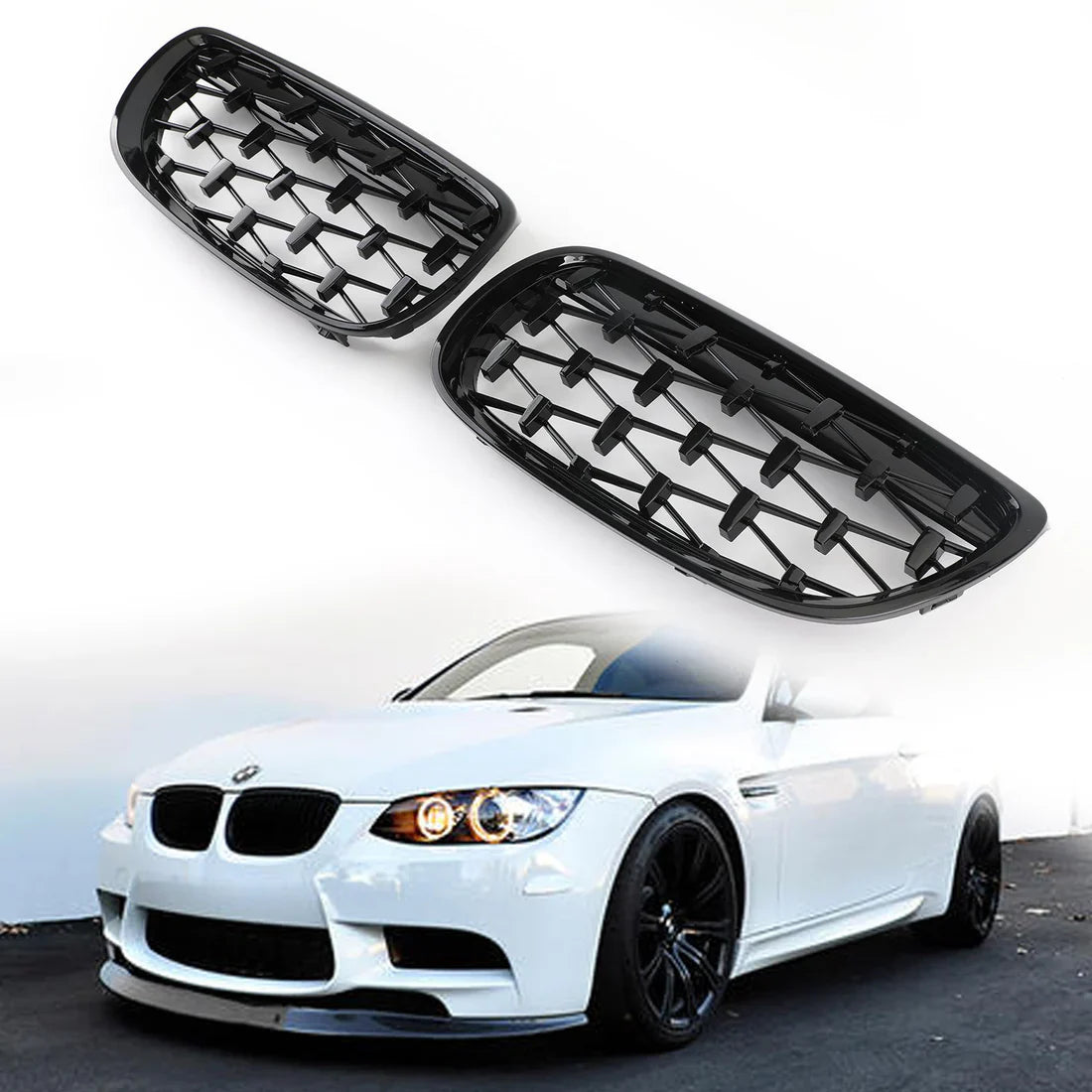 BMW E92 FACE  LIFT DIAMOND GLOSS BLACK KIDNEY GRILLS