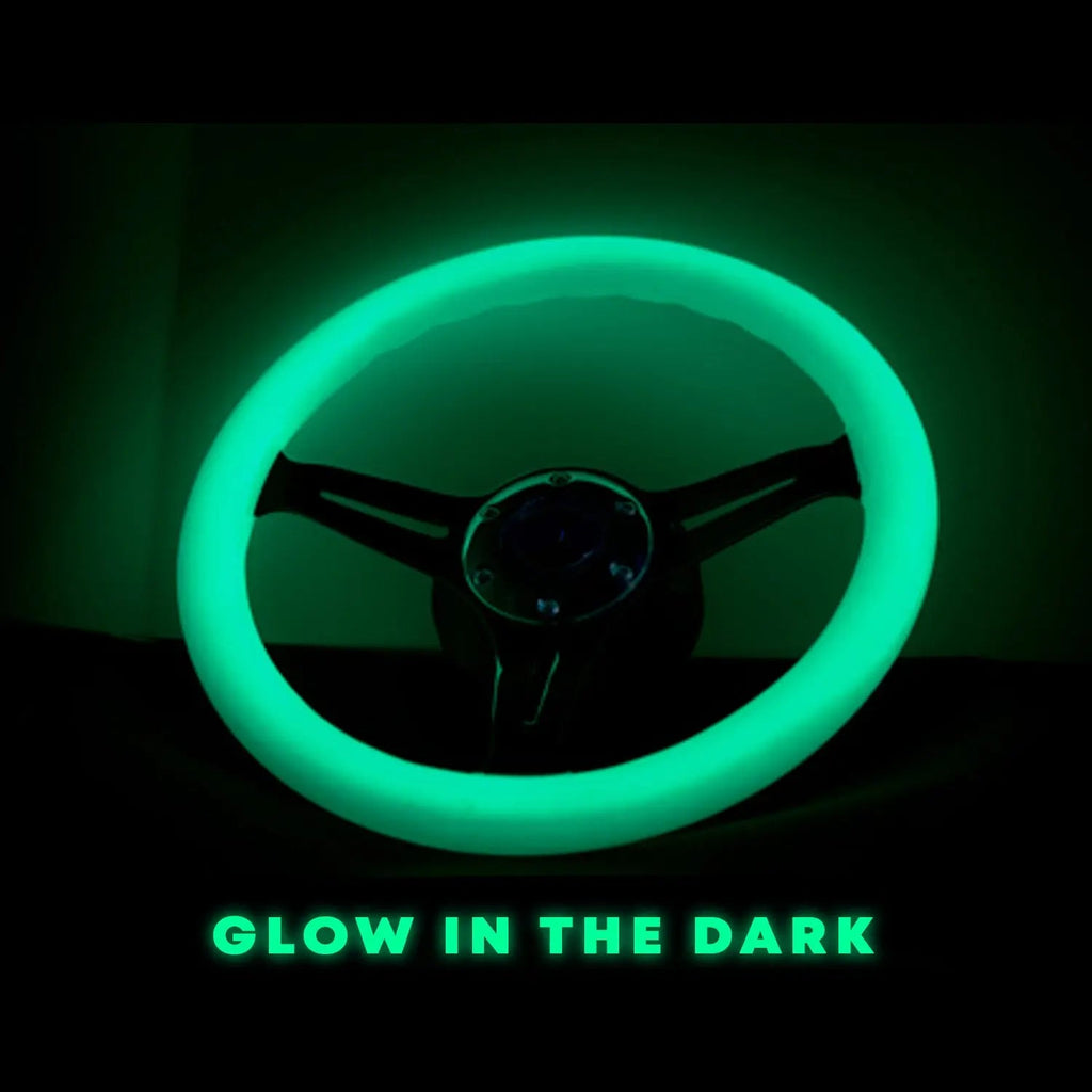 Luminous Glow In The Dark JDM Drift Style Racing Steering Wheel - Neo Chrome Face (350mm)