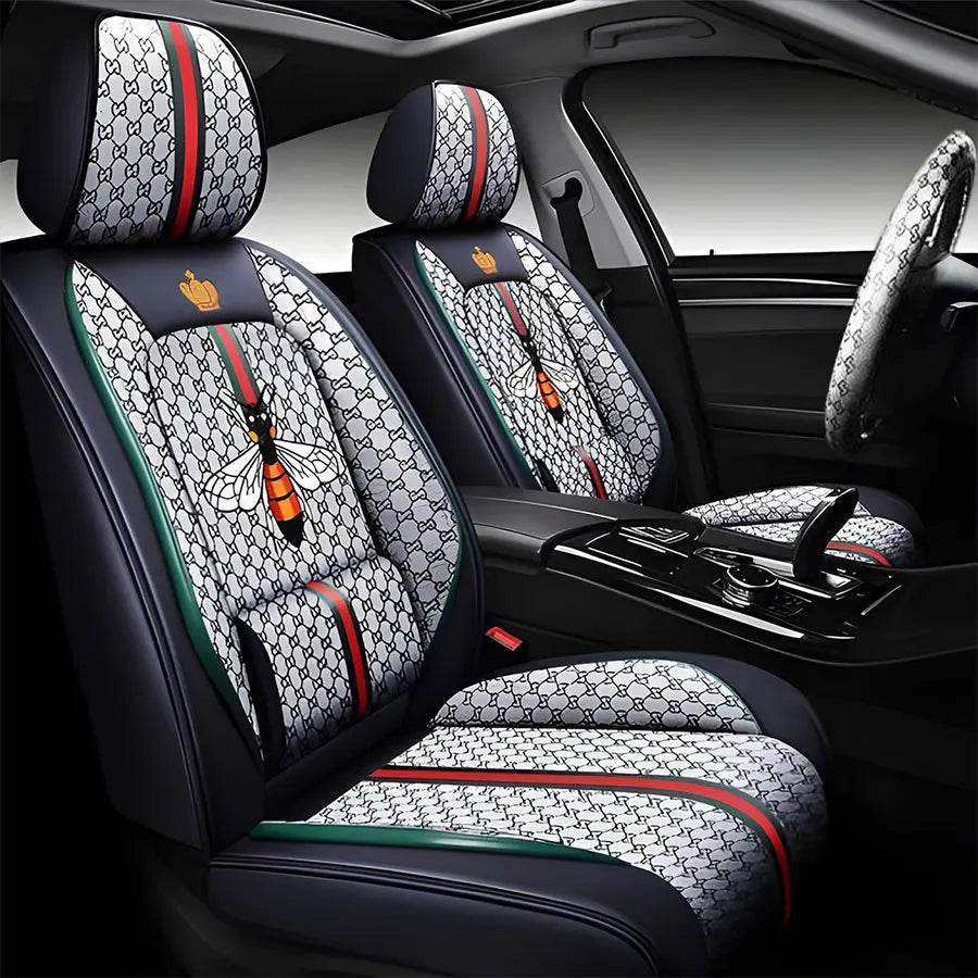 Luxury Italian Inspired Car Seat Covers With Steering Wheel Cover (12-Piece)
