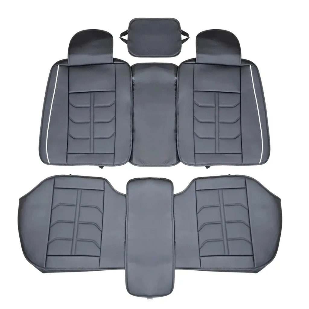 Universal Premium Luxury Car Seat Covers - Front & Rear Full Set (Black & White)