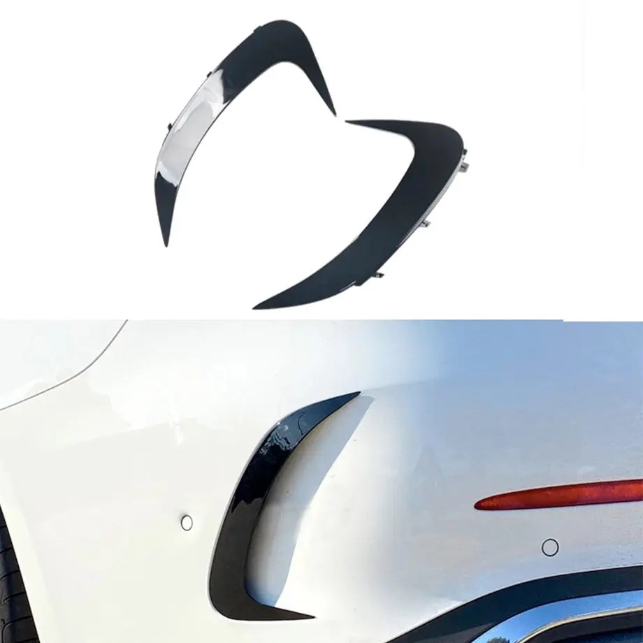 Merc W206 C-Class Sedan Aero Style Gloss Black Rear Bumper Canards