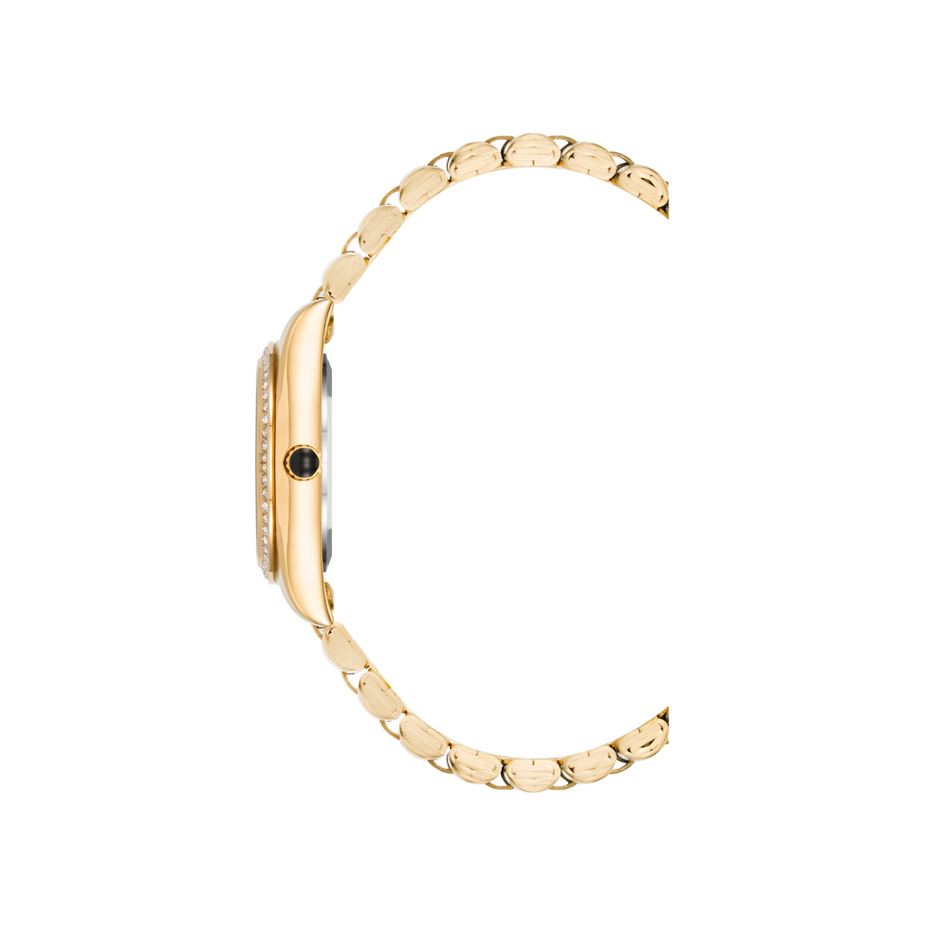 RHINESTONE-ACCENTED WATCH GOLD EMERALD