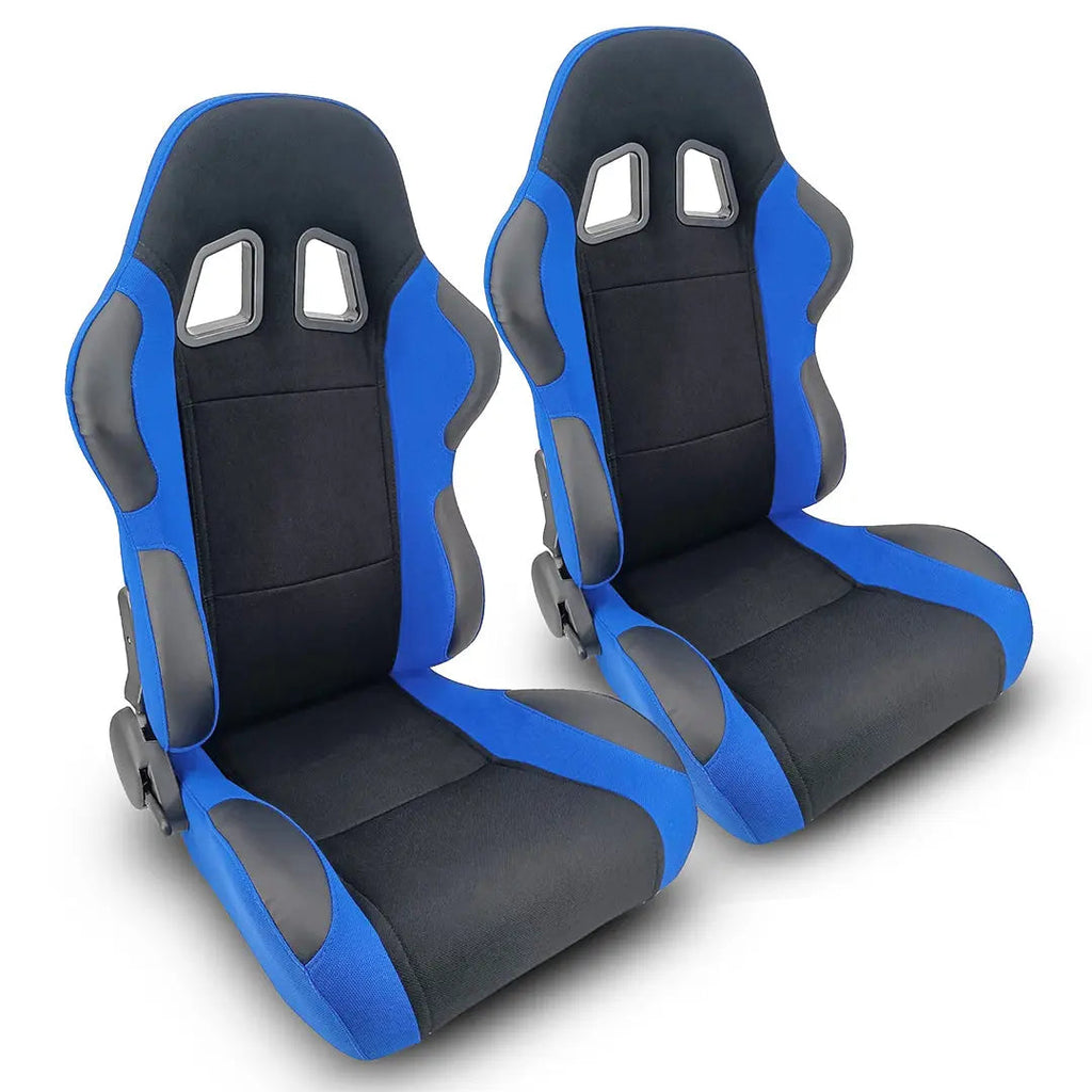 Reclinable Racing Seats PVC + Cloth (Pair)