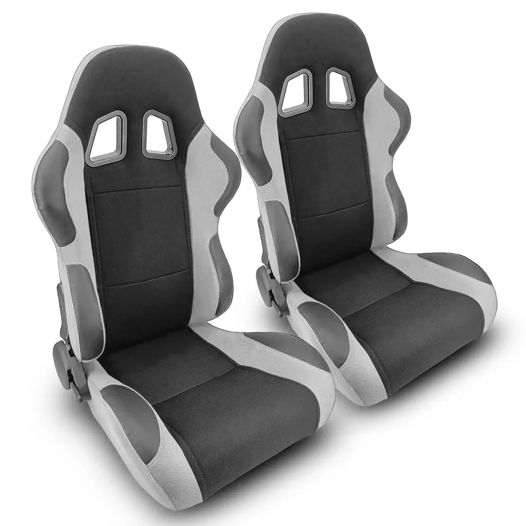 Reclinable Racing Seats PVC + Cloth (Pair)