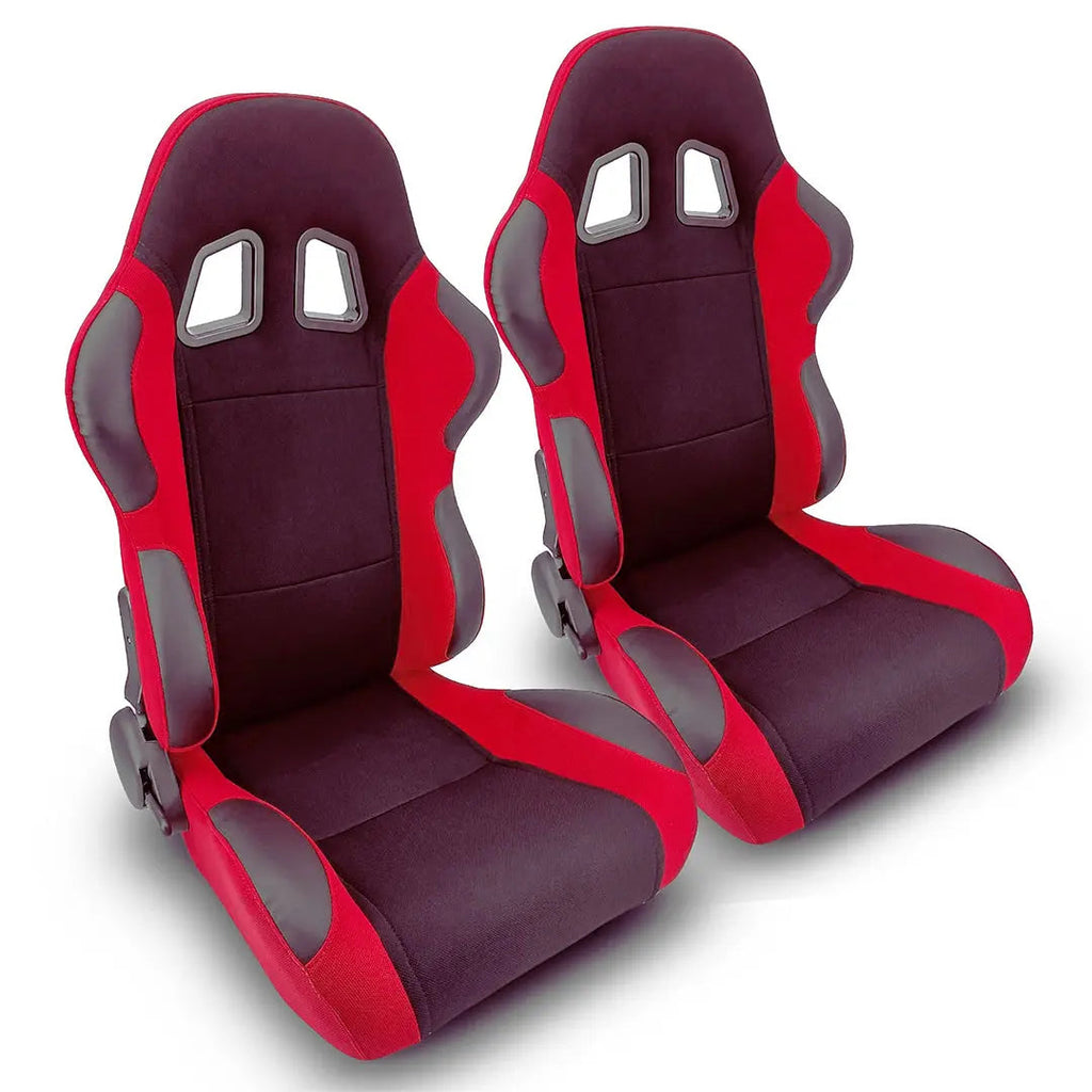 Reclinable Racing Seats PVC + Cloth (Pair)