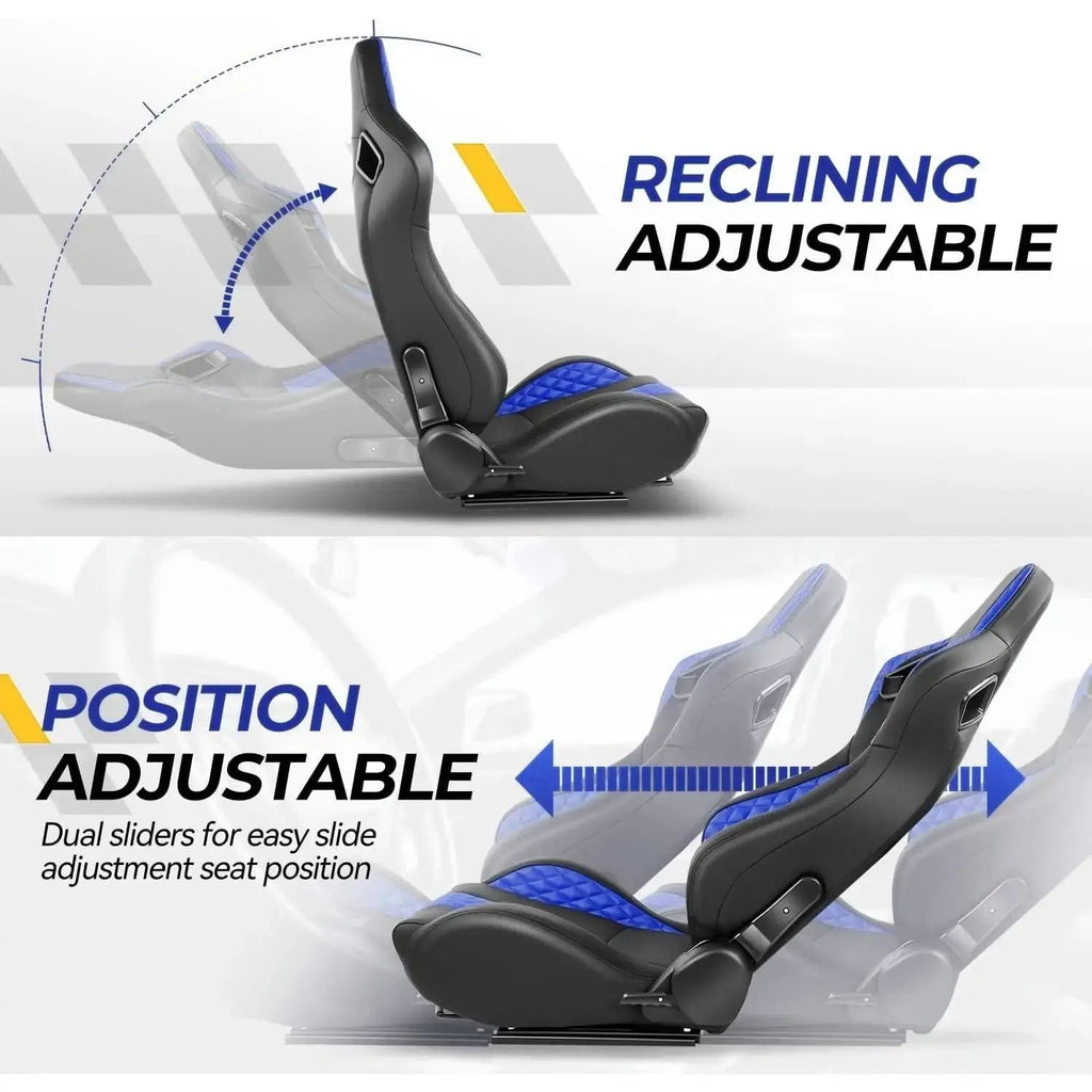 Reclinable Wingback Racing Seats PVC (Pair)