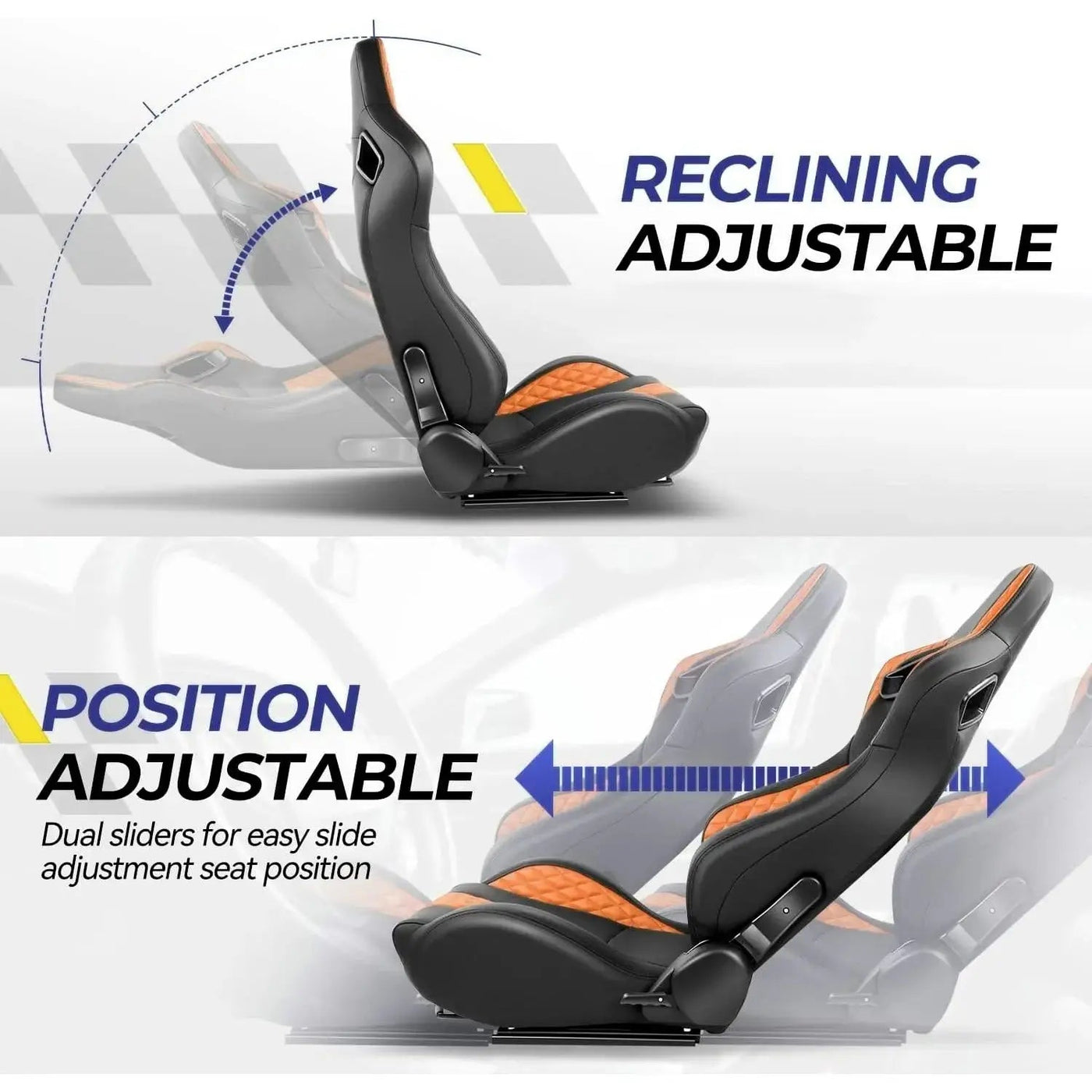 Reclinable Wingback Racing Seats PVC (Pair)