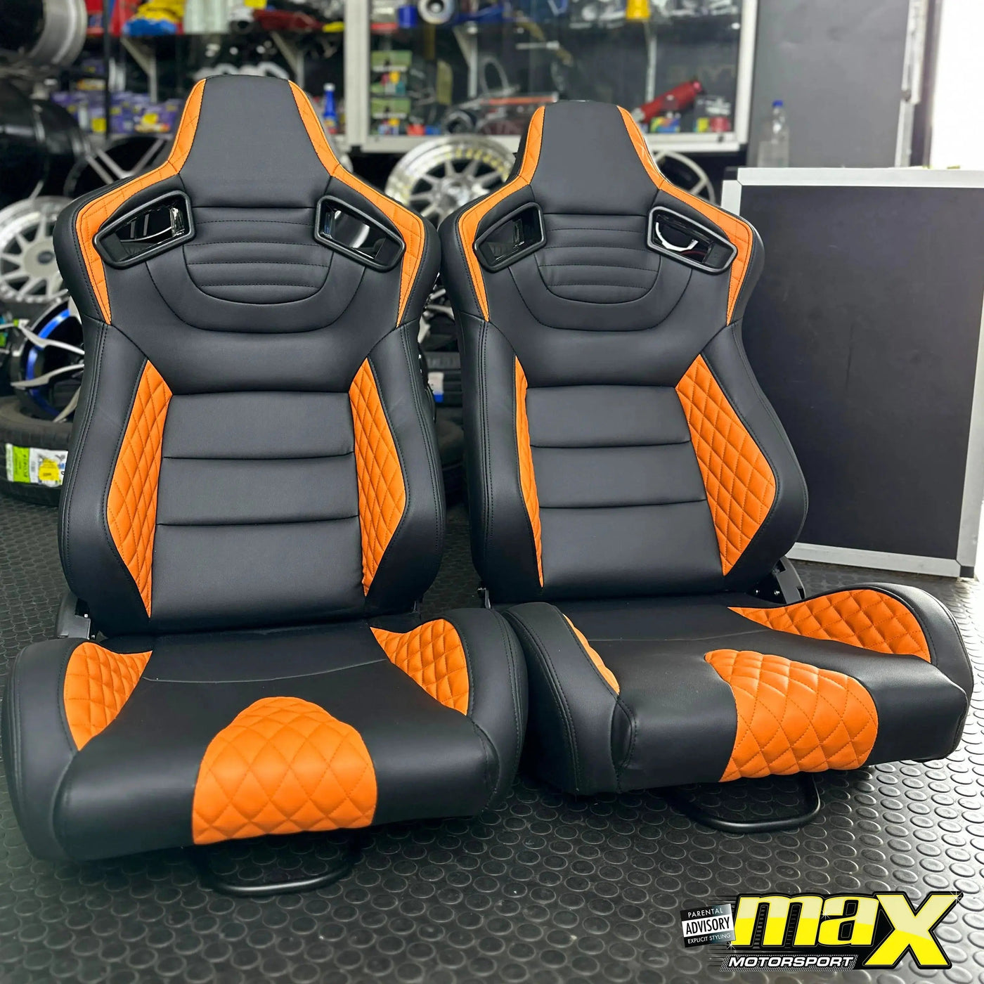 Reclinable Wingback Racing Seats PVC (Pair)