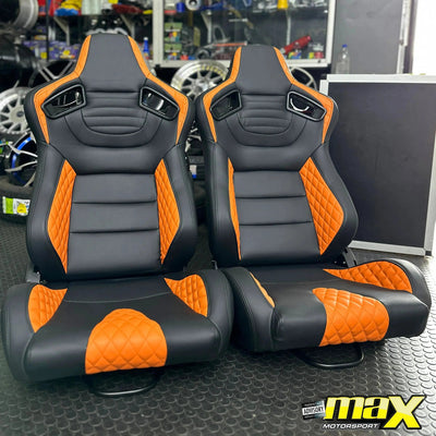 Reclinable Wingback Racing Seats PVC (Pair)