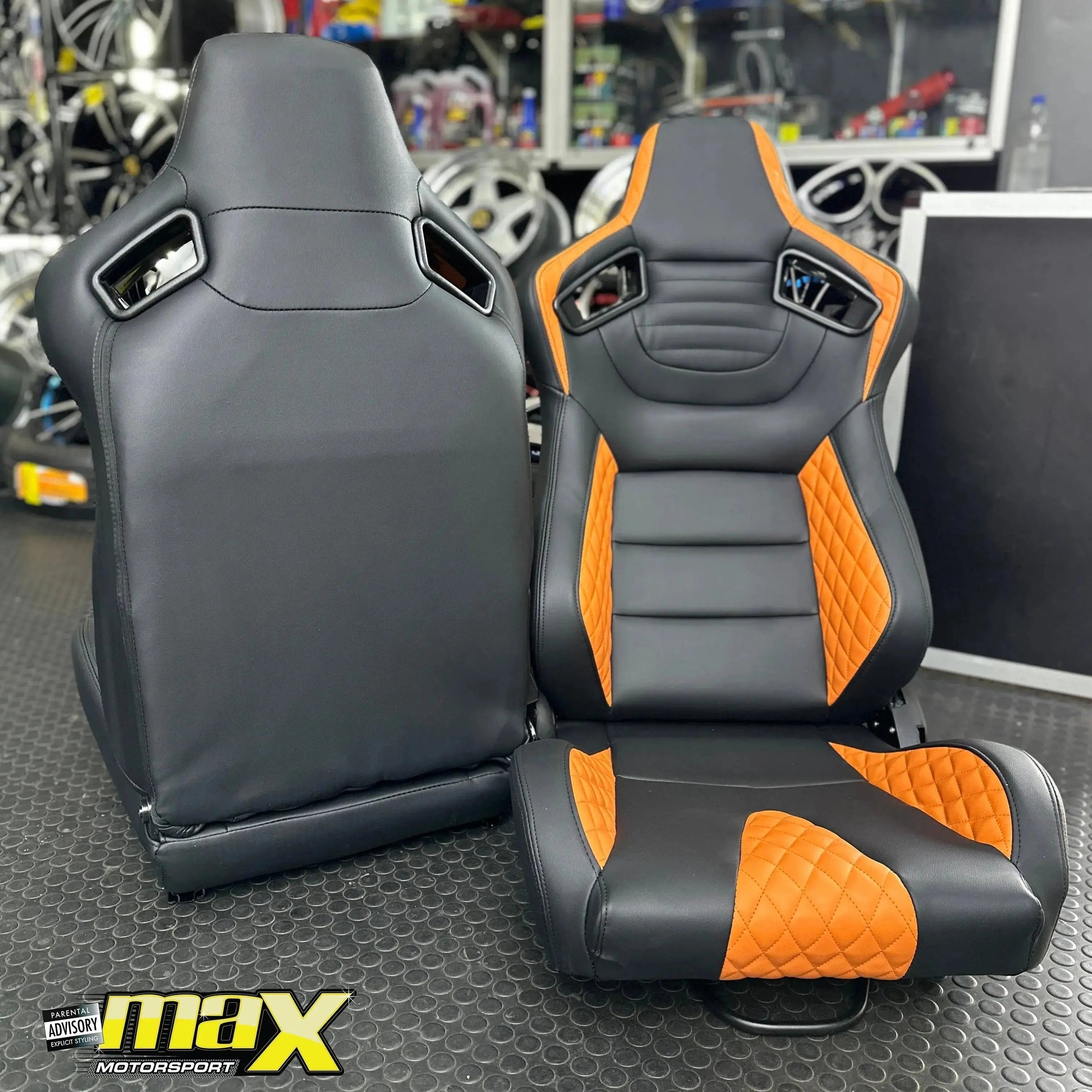 Reclinable Wingback Racing Seats PVC (Pair)