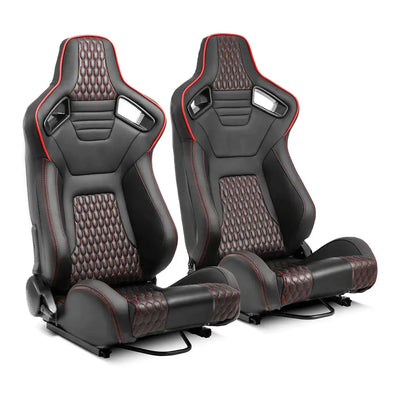 Reclinable Wingback Racing Seats PVC (Pair)