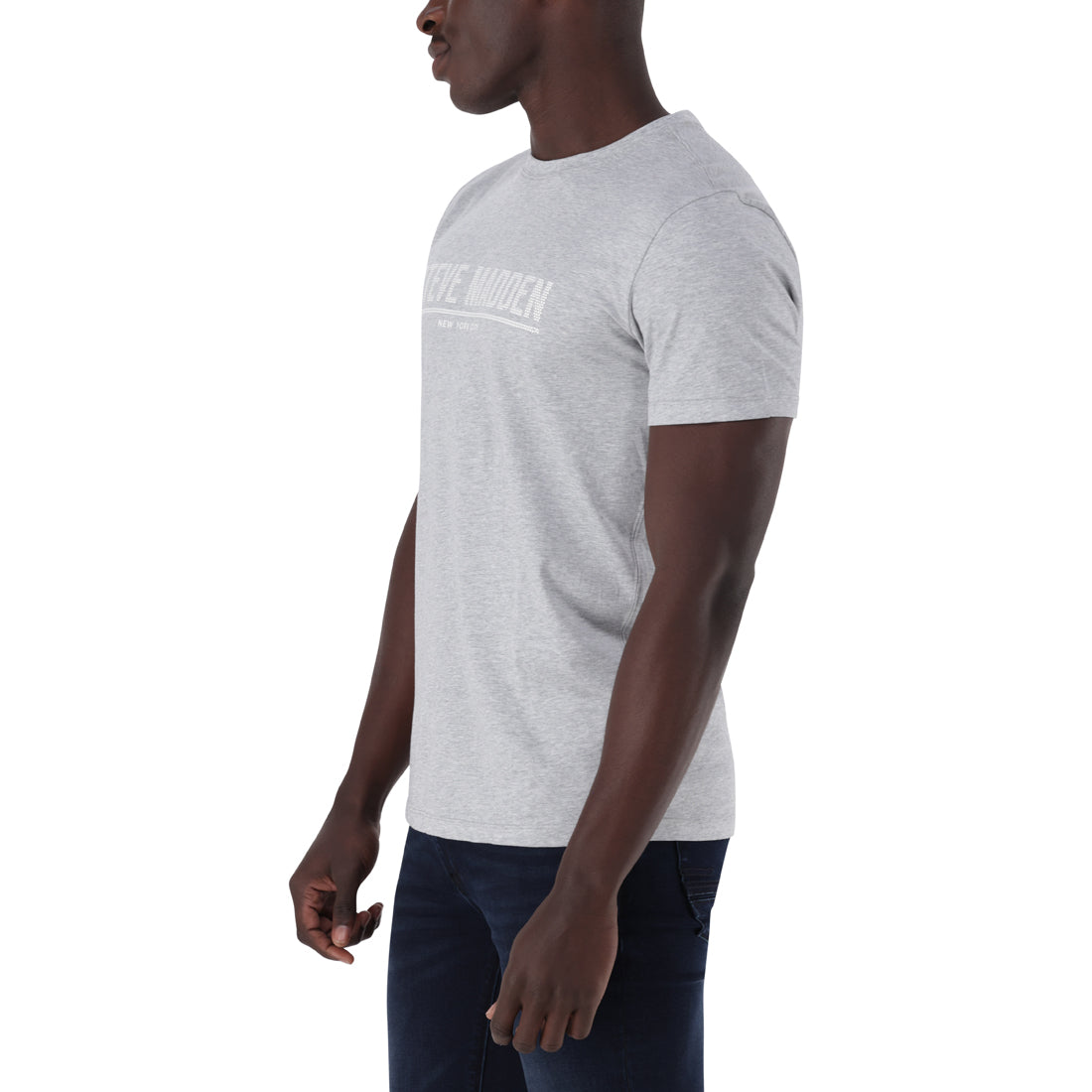 HARRISON CREW NECK LOGO TEE GREY MELANGE